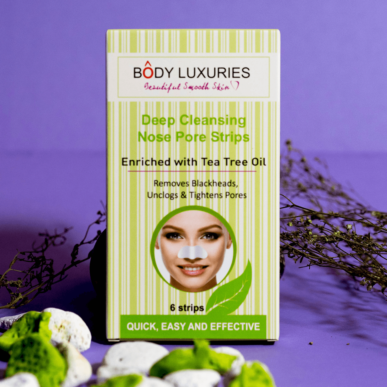Body Luxuries Nose Strips – Tea Tree Oil 6 Strips