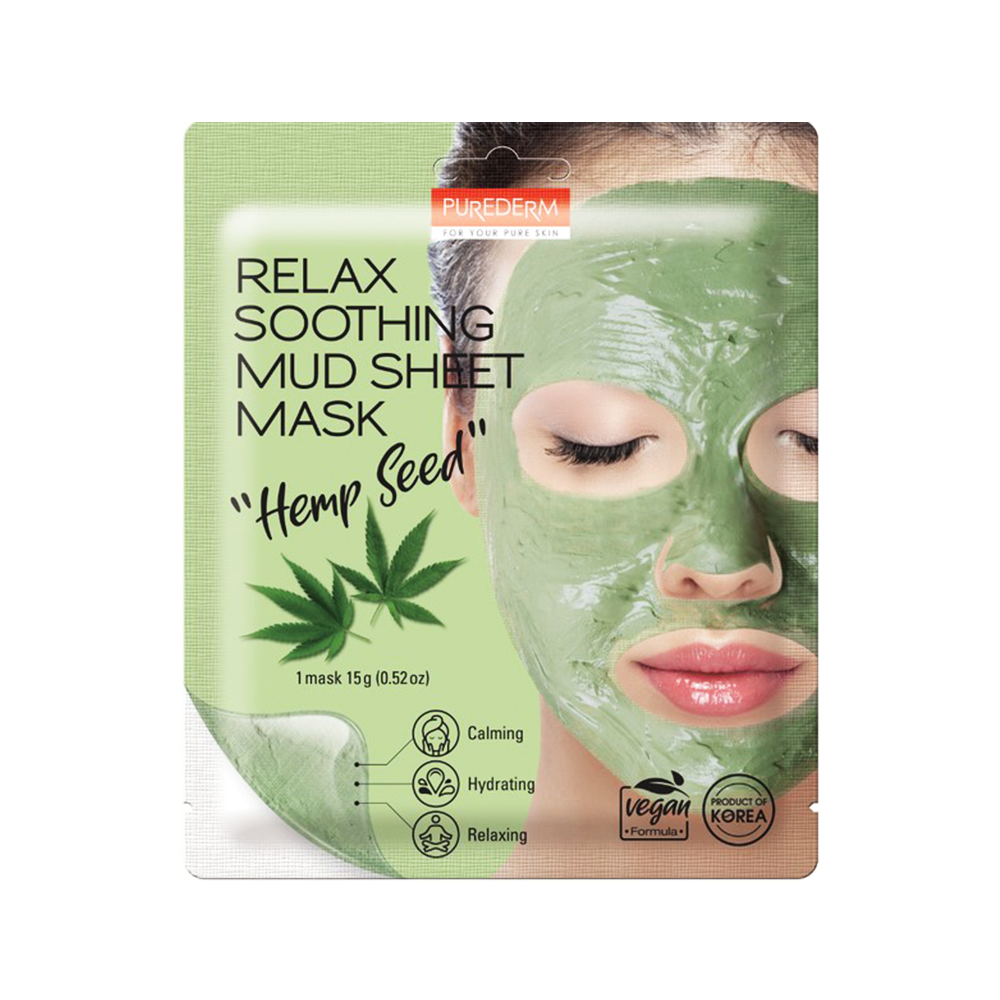 Purederm Relax Soothing Mud Sheet Mask - Hemp Seed-ADS833