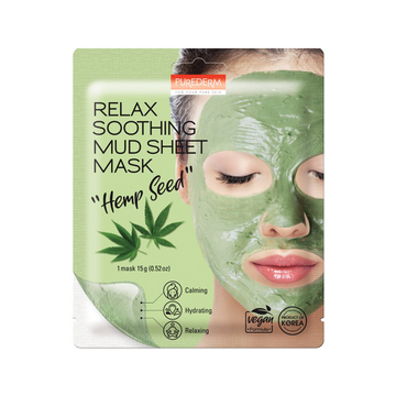 Purederm Relax Soothing Mud Sheet Mask - Hemp Seed-ADS833